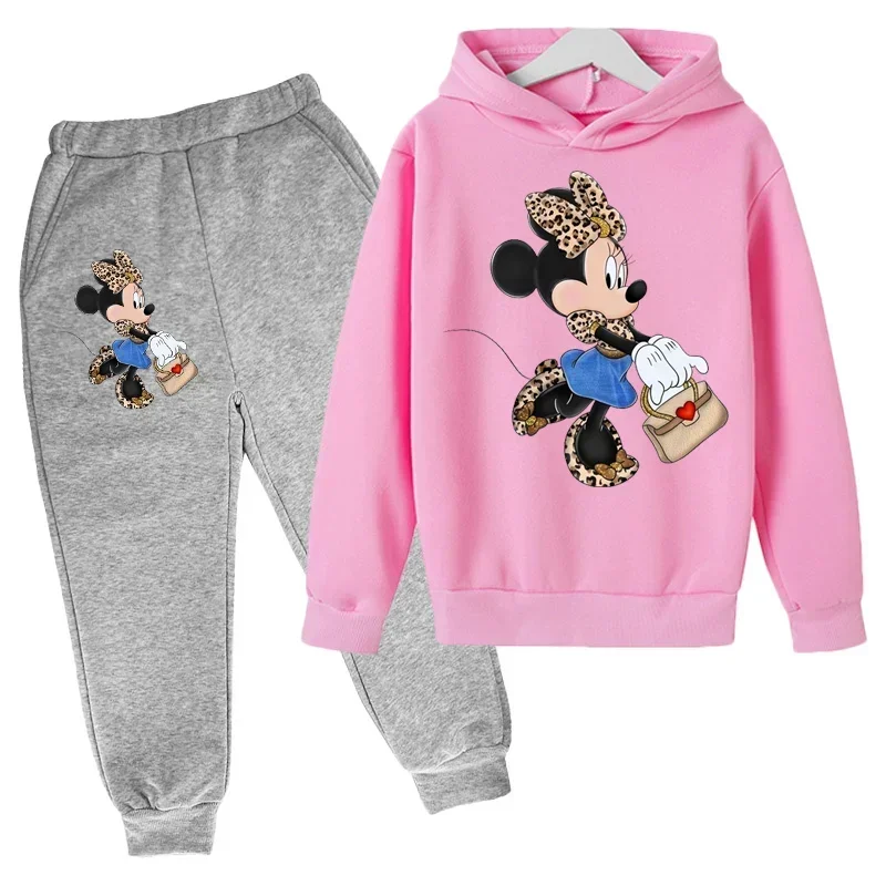 

Disney Cartoon Minnie Mouse Kids Clothes Top+Pants 2 Piece Suit Hoodies Set Clothing Girls Boys Gift Tracksuit