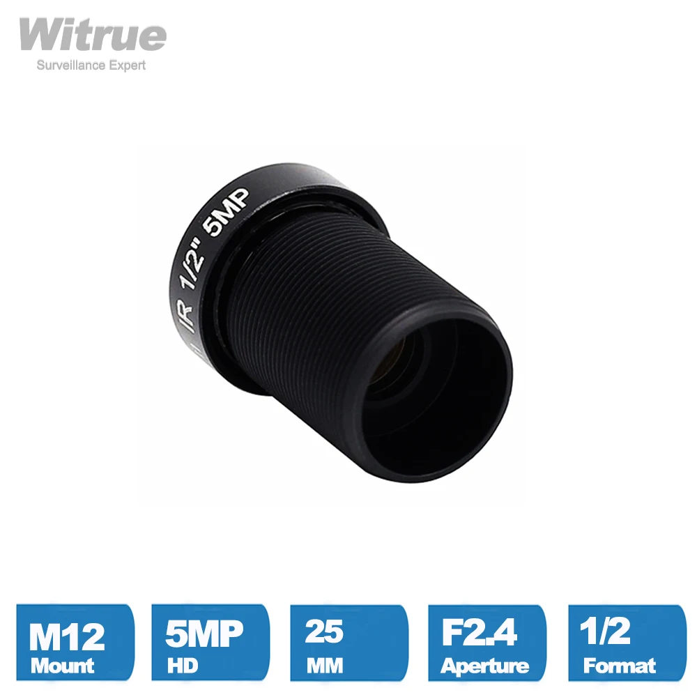 Witrue 5Megapixel CCTV Lens 25mm M12 Mount 1/2 inch Long Distance View For 1080P/4MP/5MP AHD Camera IP Security Cameras