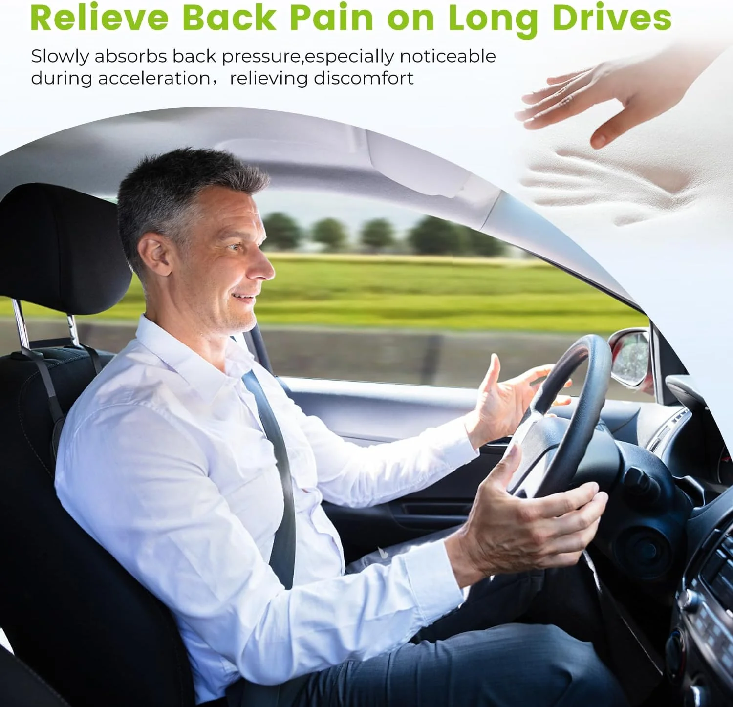 Car Waist Support Pillow Soft Comfortable Memory Foam Cotton Relieve Back Pain Car Seat Lumbar Cushion For Office Home Car