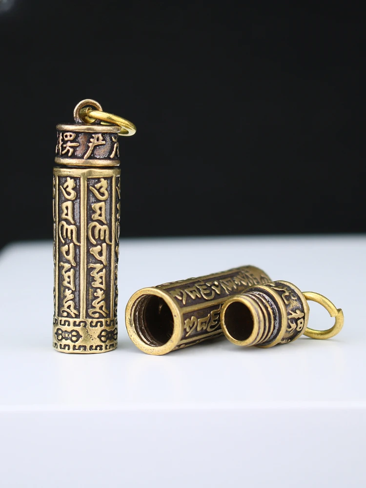 

Латунный брелок ручной работы с шестью истинными словами, мантра шурангама, подвесной брелок в ретро-стиле, креативный, из чистой меди