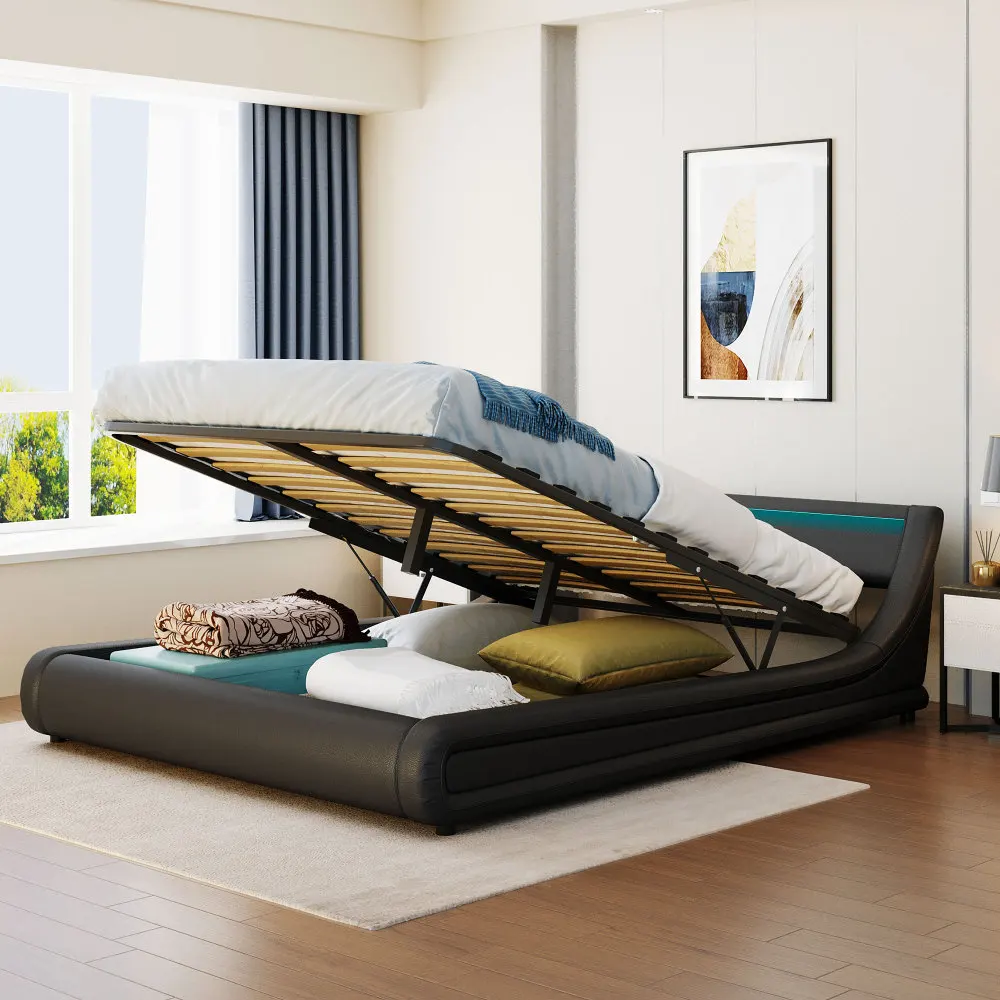 Queen size bed frame 2024 with led lights