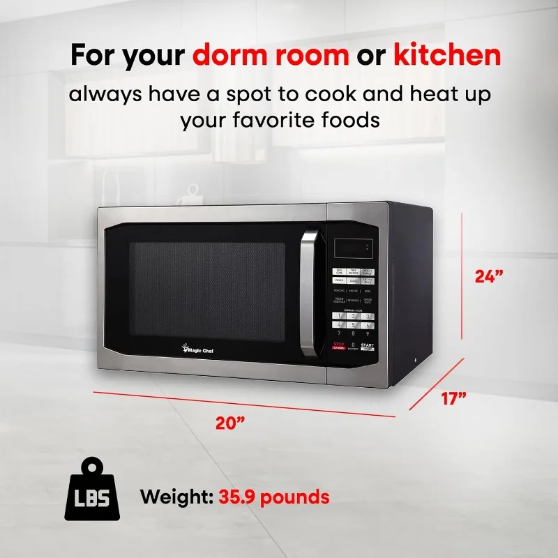 Magic Chef 1100 Watts Stainless Steel Digital Programmable Countertop Microwave, 1.6 Cubic Feet 3