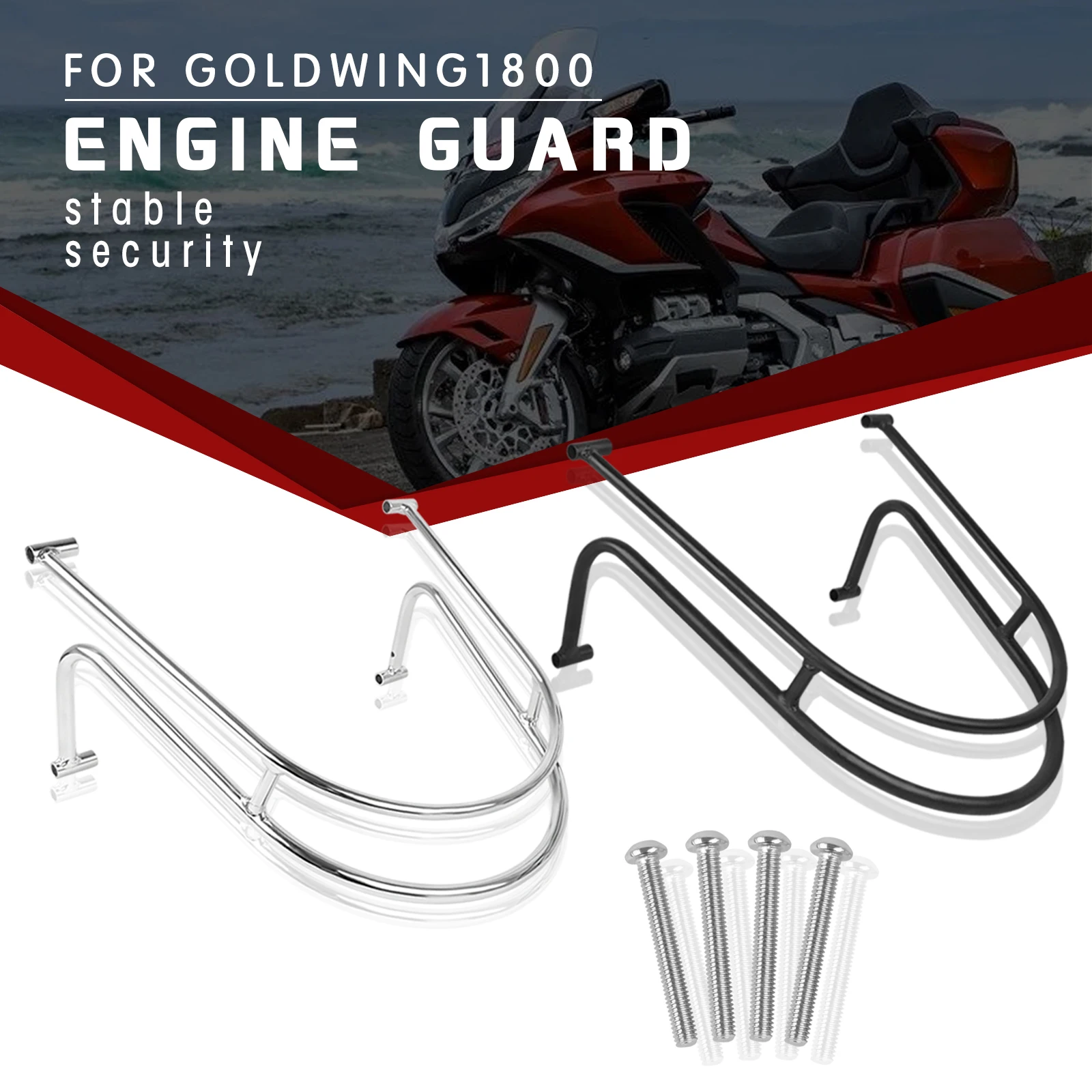 GL1800ChromeFrontFenderRailRackGuardBumperFrameProtectorFor