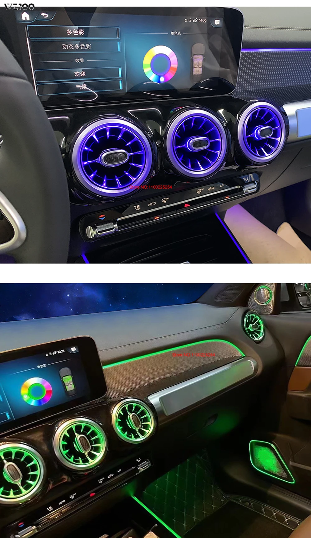 Фото Вентиляционная решетка турбины для Mercedes-Benz New B/GLB/GLA/W247, вентиляционная атмосферная лампа, атмосферная лампа, модификация интерьера Upgr №5