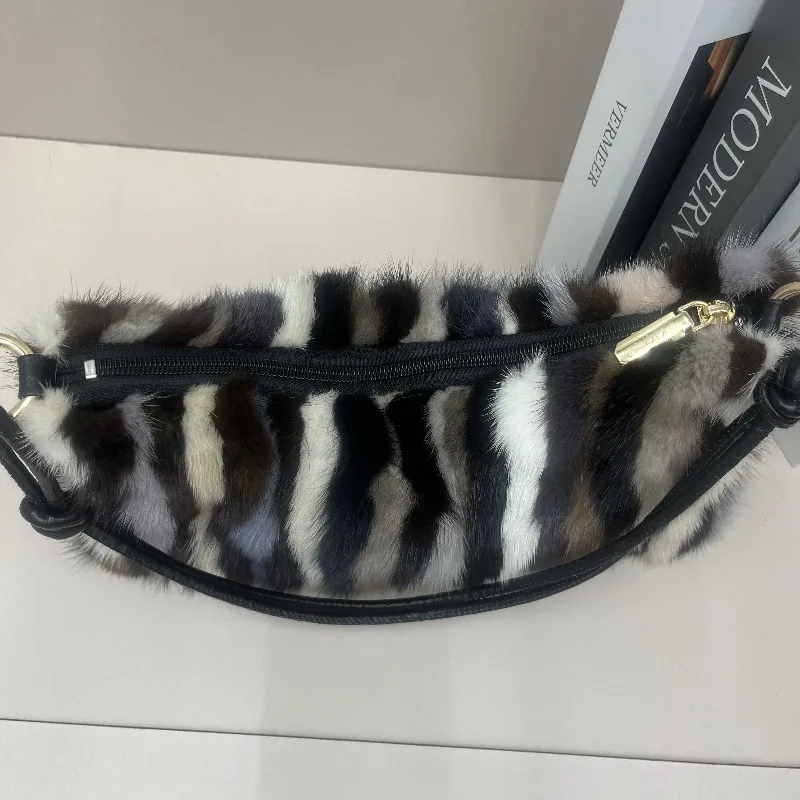 Premium Quality Natural Mink Women's Female Handbag New Style Trendy Fur Bag Fashionable Simple Versatile Phone Shoulder Bag