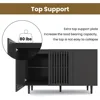 Modern Storage Cabinet, 94.4" Buffet Cabinet with 3 DIY Doors and Adjustable Shelf, Sideboard Coffee Bar Cabinet with Solid Wood 6