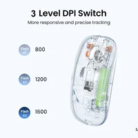 Bluetooth Mouse 2.4G Wireless Mouse Dual-Mode Transparent Mouse 1600 DPI Silent Mouse Rechargeable Mice for PC Laptop Macbook 4