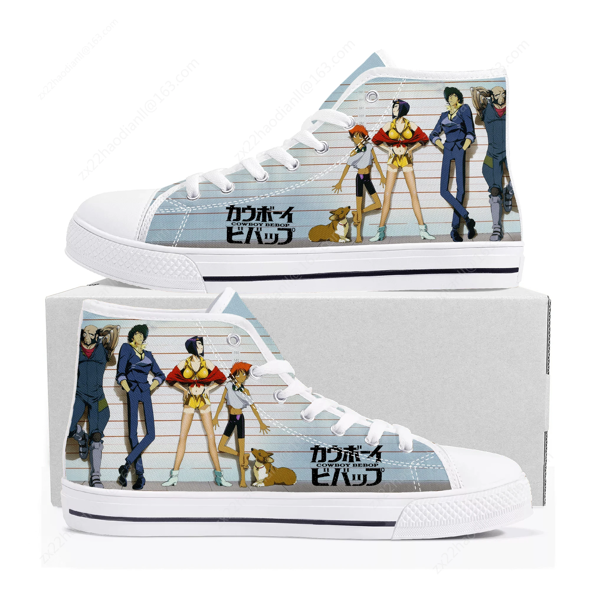 Hot Anime Manga Cartoon Cowboy Bebop High Top Sneakers Mens Womens Teenager Canvas High Quality Sneaker Couple Shoes Custom Shoe