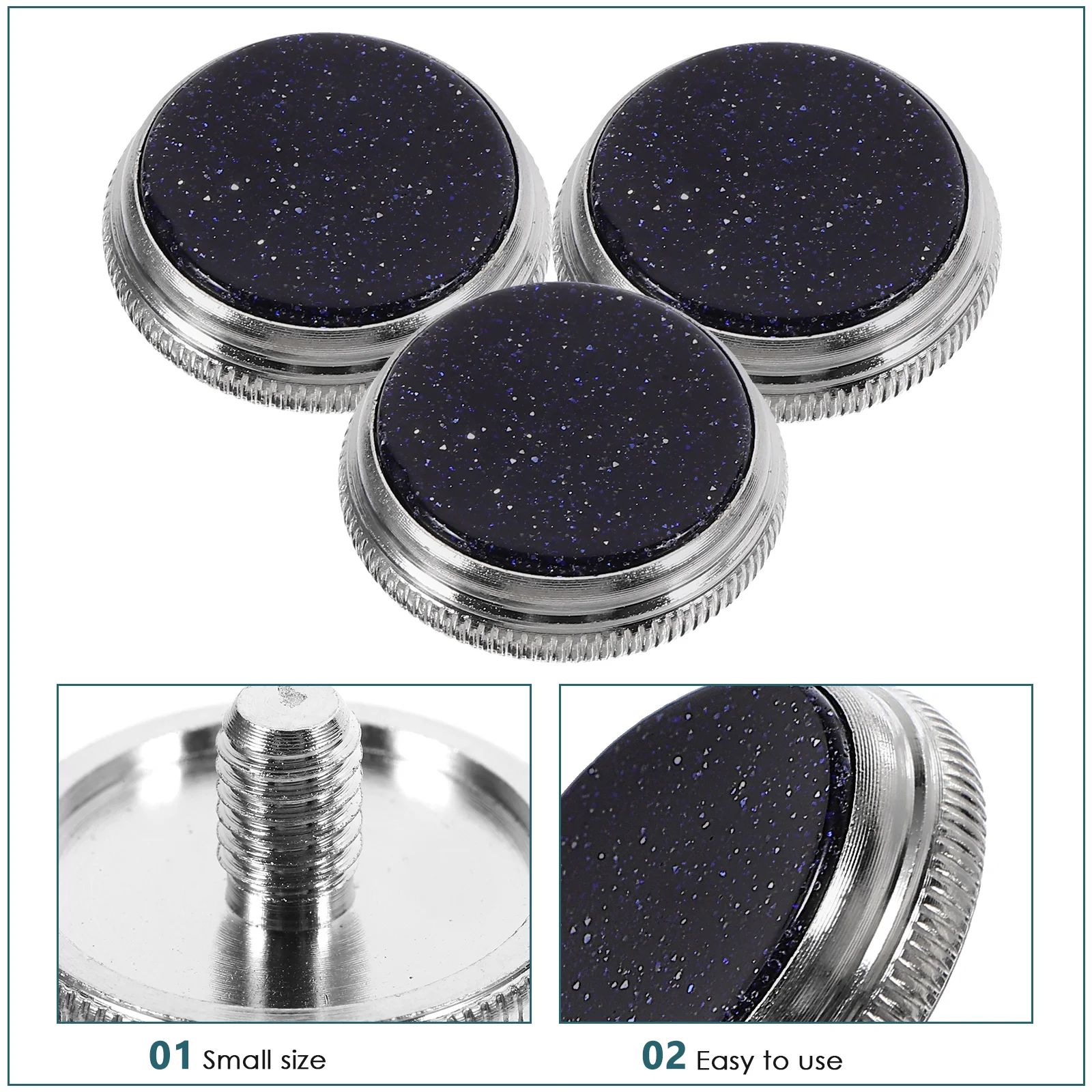 3pcs Blue Small Piston Button Snap Durable Musical Instrument Buckle Trumpet Valve Finger Buttons Accessory Brass Wind Part