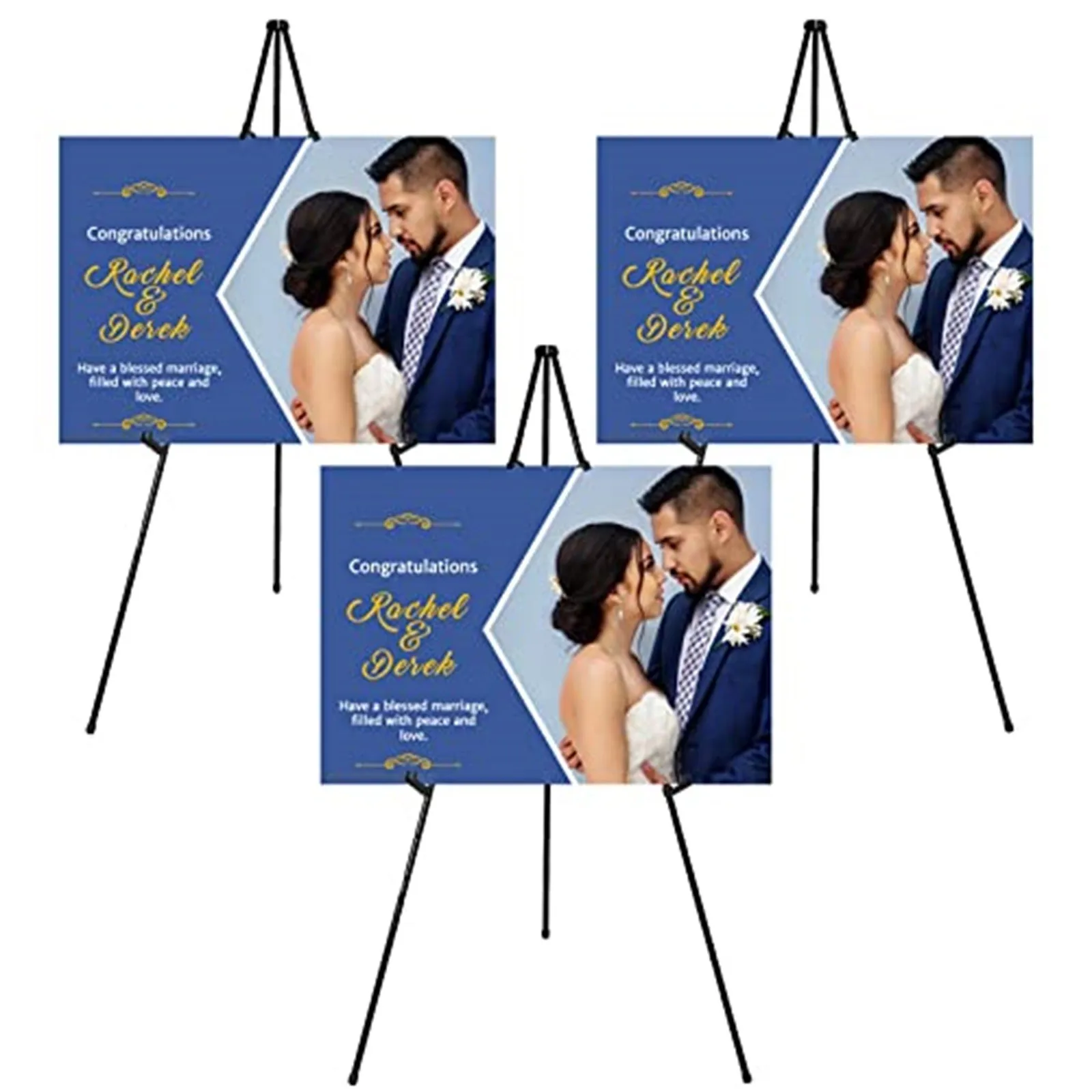 63 Inches Black Picture Easel Tripod Clip Display Stand Collapsible Wedding Sign Easel Stand Reusable Poster Display Holder