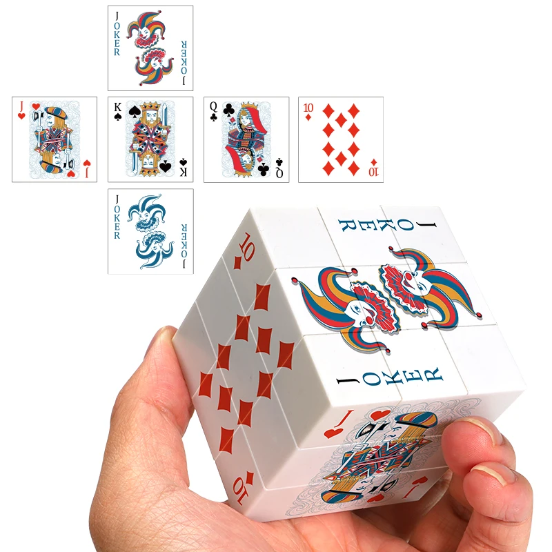 포커 큐브 3x3 V2, 데스크탑 스포츠 큐브 - 3층 챌린지 퍼즐, UV 인쇄된 플레잉 카드, 성인에게 적합