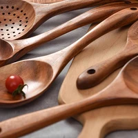 Ustensiles de cuisine en bois, 4 pièces, cuillères de cuisine en bois, outils en bois durables résistants à la chaleur pour la cuisson 4