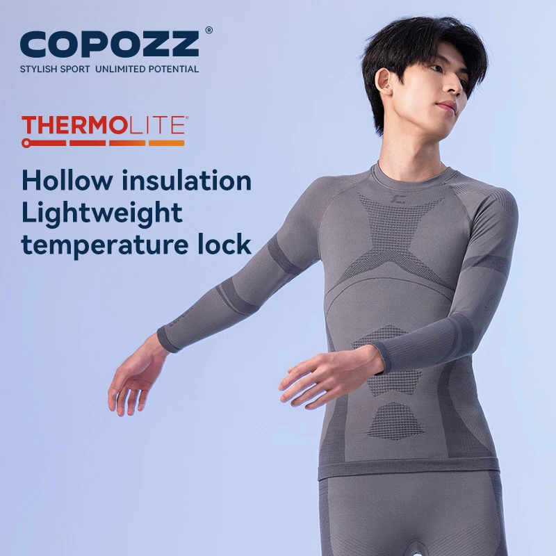 COPOZZ Female Male Merino Wool Ski Thermal Underwear Set Functional Compression Tracksuit Tight Snowboard Tops and Pants Adult thermal underwear set