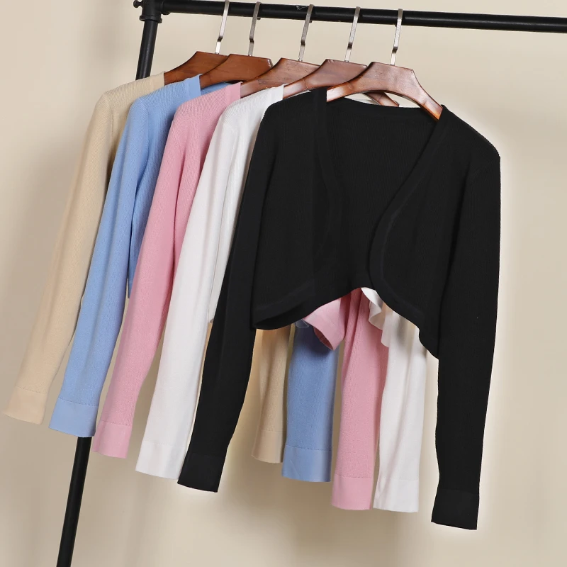 Vneck Summer Cardigan Women Basic Korean Fashion Style Jerseys Black