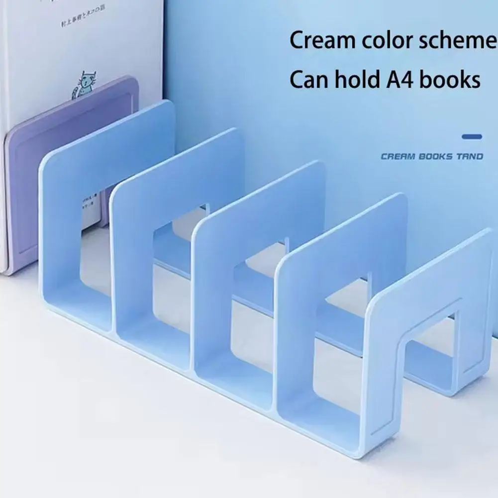 Organizzatore per Libri a 4 Scomparti, Supporto in Plastica per Libri da Scrivania, Divisorio per Libreria, Porta Riviste, Organizzatore per Ufficio e Casa - immagine 5