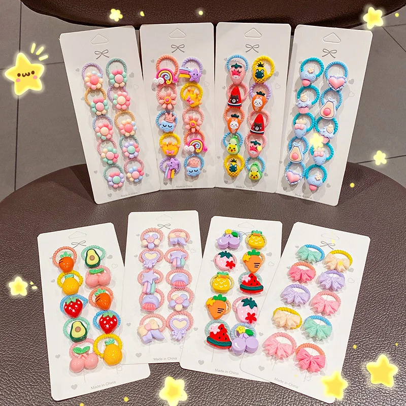

10PCS/Set Girls Cute Hair bands Elastic Rubber Band Headwear Hair Accessories Kids Cartoon Animals Headband Ornaments Gift
