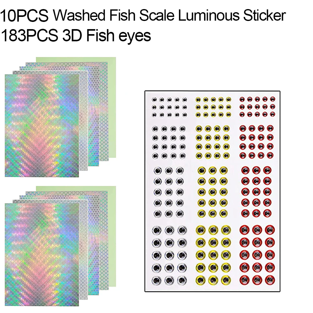 193PCS Holographic Adhesive Film Sticker Flash Tape 3D Fishing