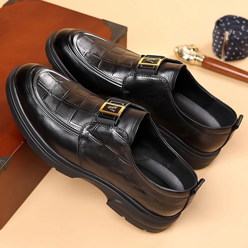 Handmade Casual Leather Loafers Breathable Male Driving Flats Hot Sale Men's Platform Business Shoes Slip on Flats Oxford Shoes