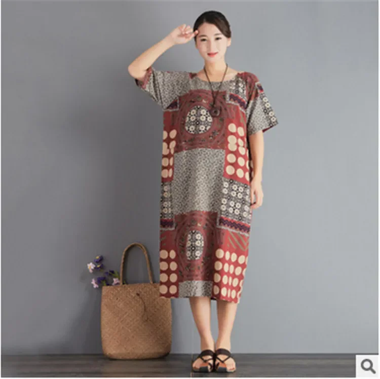 

New Retro Art Cotton and Linen Loose Dress