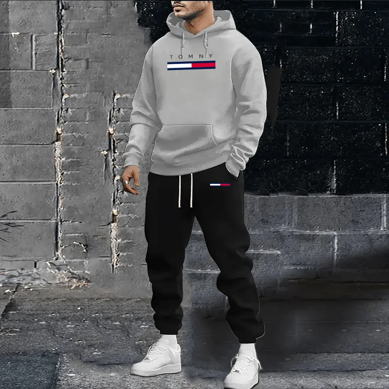 Men's Jogging Hooded Training Set Sweater Set Hooded Sweatshirt Warm Clothing Spring Autumn Winter