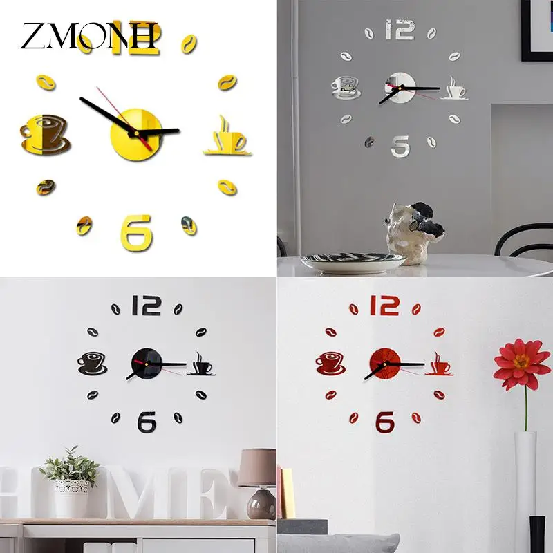 Relojes de pared grandes 3D DIY para decoración de sala de estar,  calcomanías de reloj de pared, sin marco, superficie de espejo, adhesivo de  pared