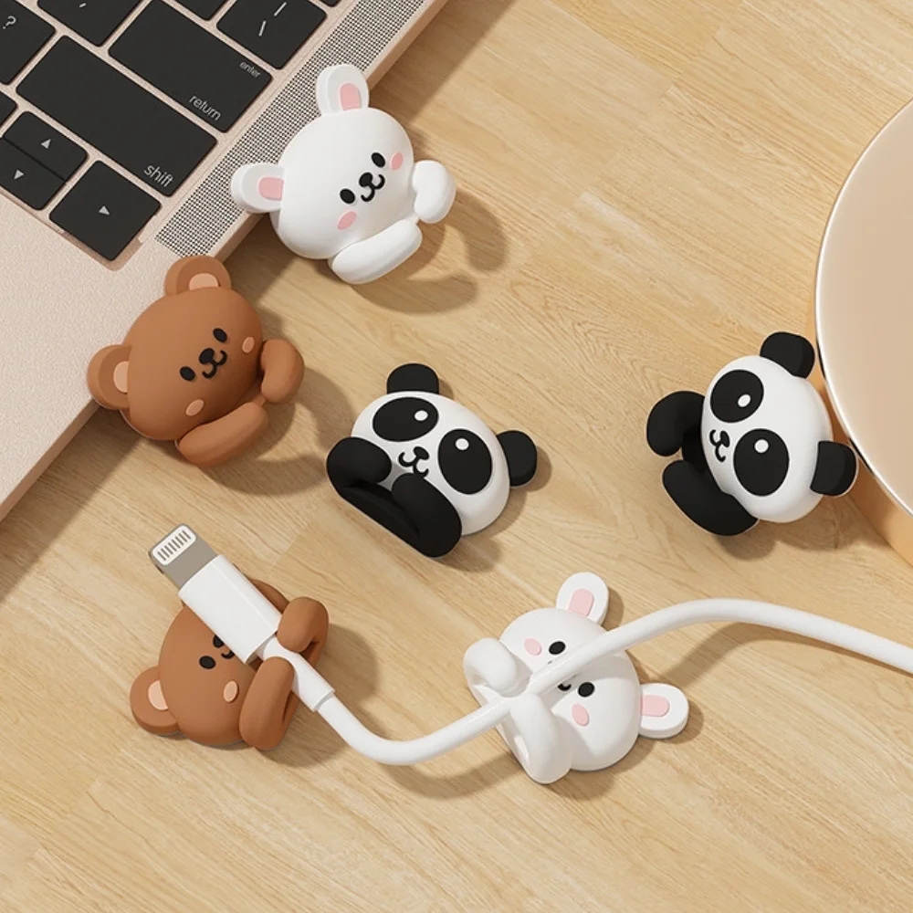 WORTHBUY Desktop Cute Cable Organizers Holder Clips Desk Tidy Organiser Self Adhesive Cable Management Office Wire Cord Holder 4