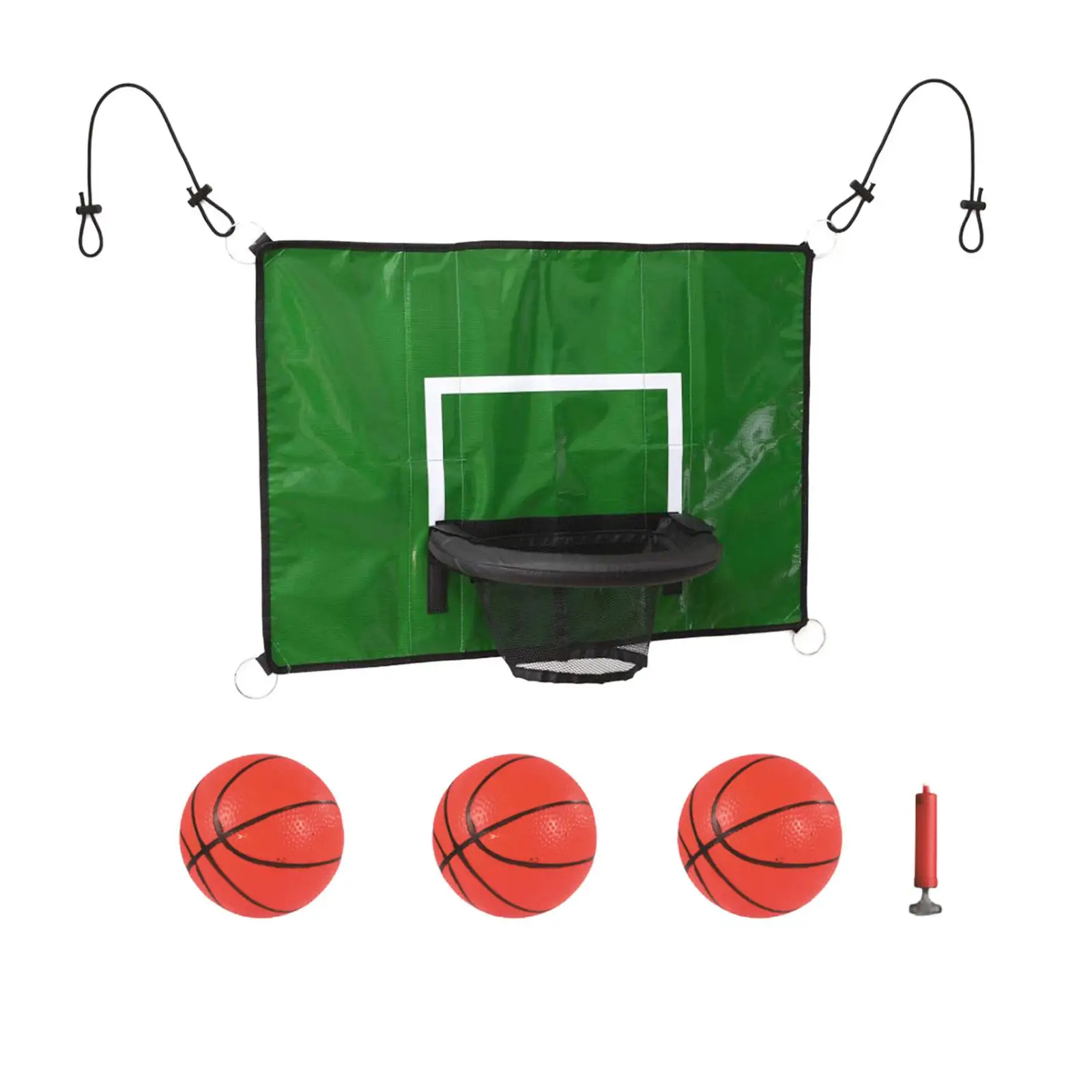 

Trampoline Basketball Hoop Set with Mini Basketballs Universal for Backyard Game Accessory Easily Install Waterproof Portable