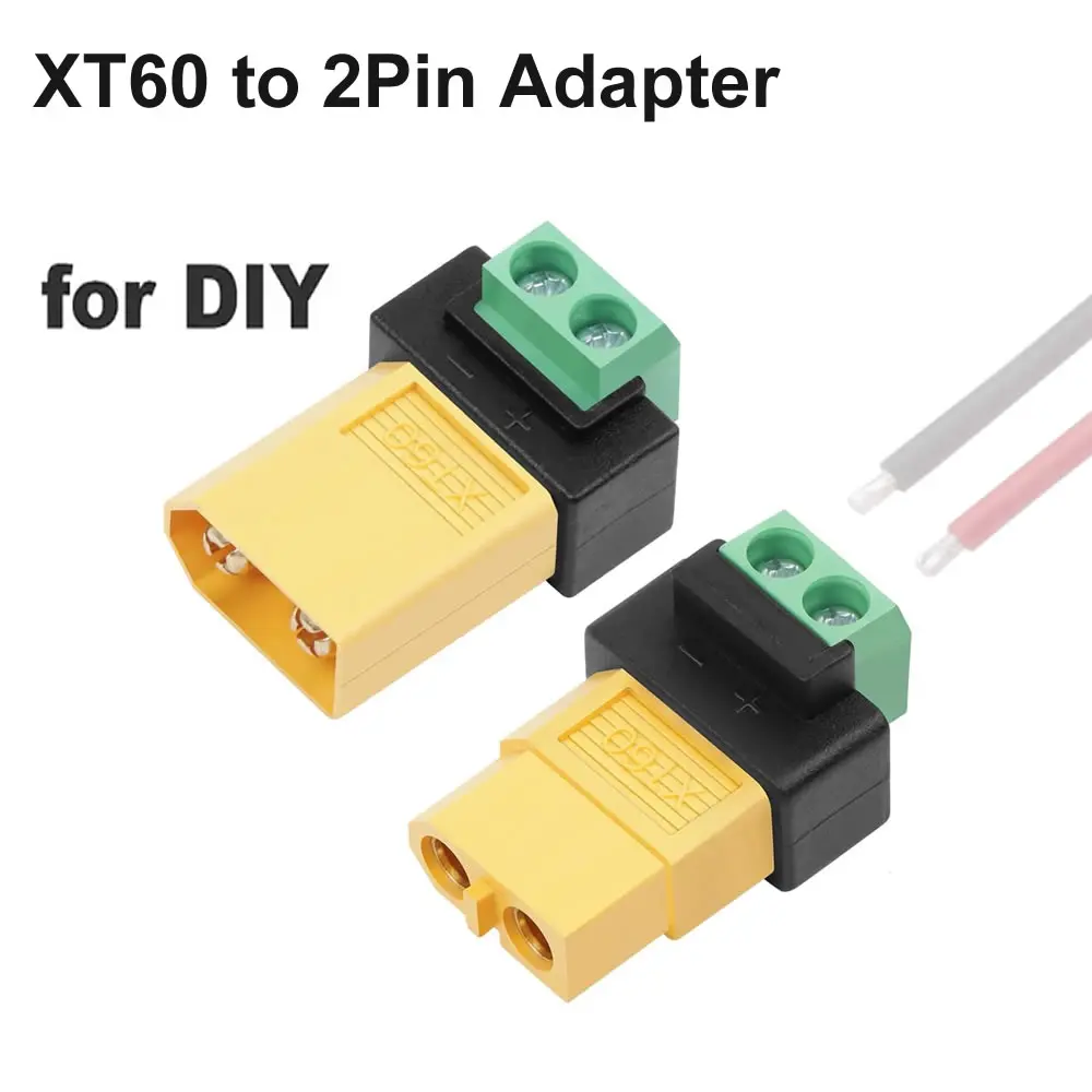 XT60 커넥터 터미널 어댑터, 태양광 패널, 드론, 모델 항공기, 밸런스 충전기용 XT60-2핀 무납땜 터미널 어댑터