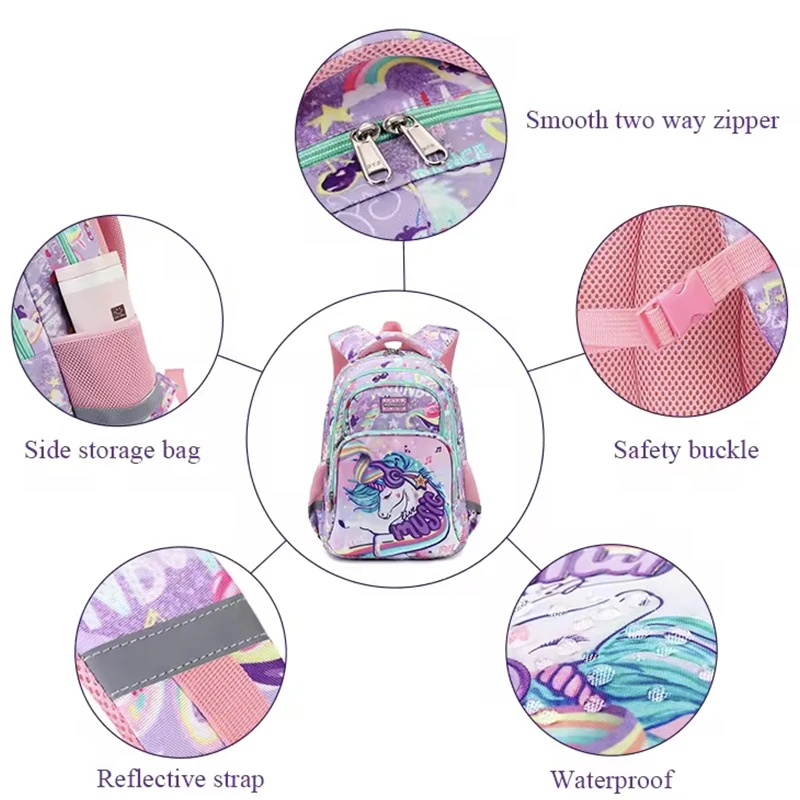 High Quality Unicorn Primary School Students Backpacks Kids Cartoon School Bag Waterproof mochilas