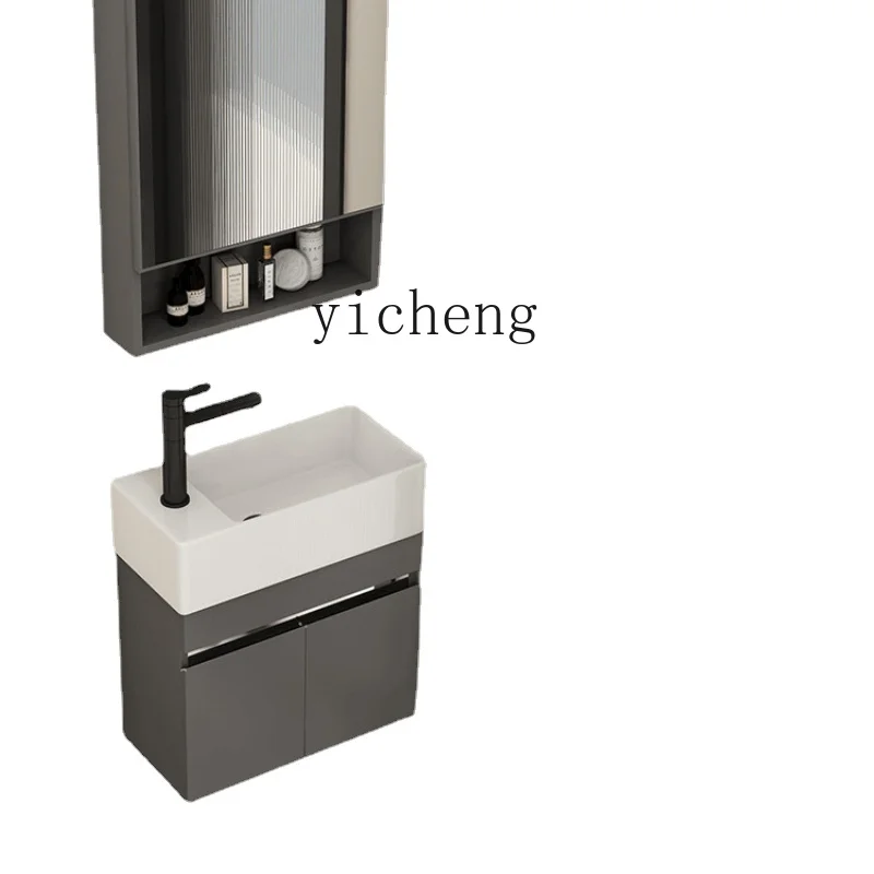 

Zf Extremely Narrow Bathroom Cabinet Small Apartment Wash Basin Bathroom Table Stainless Steel Washbasin