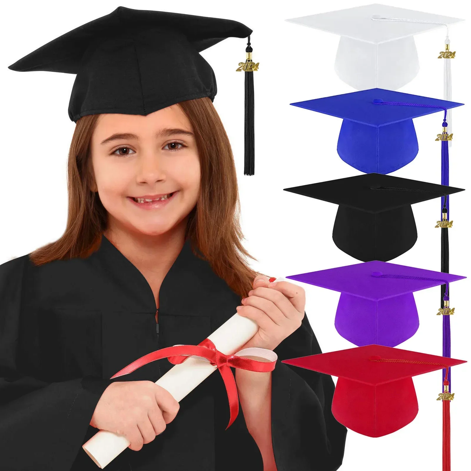 Children Kids Preschool Kindergarten Graduation Gown Shawl Cap Set Children's Academic Dress Uniform Boys Girls Outfits graduation gown set