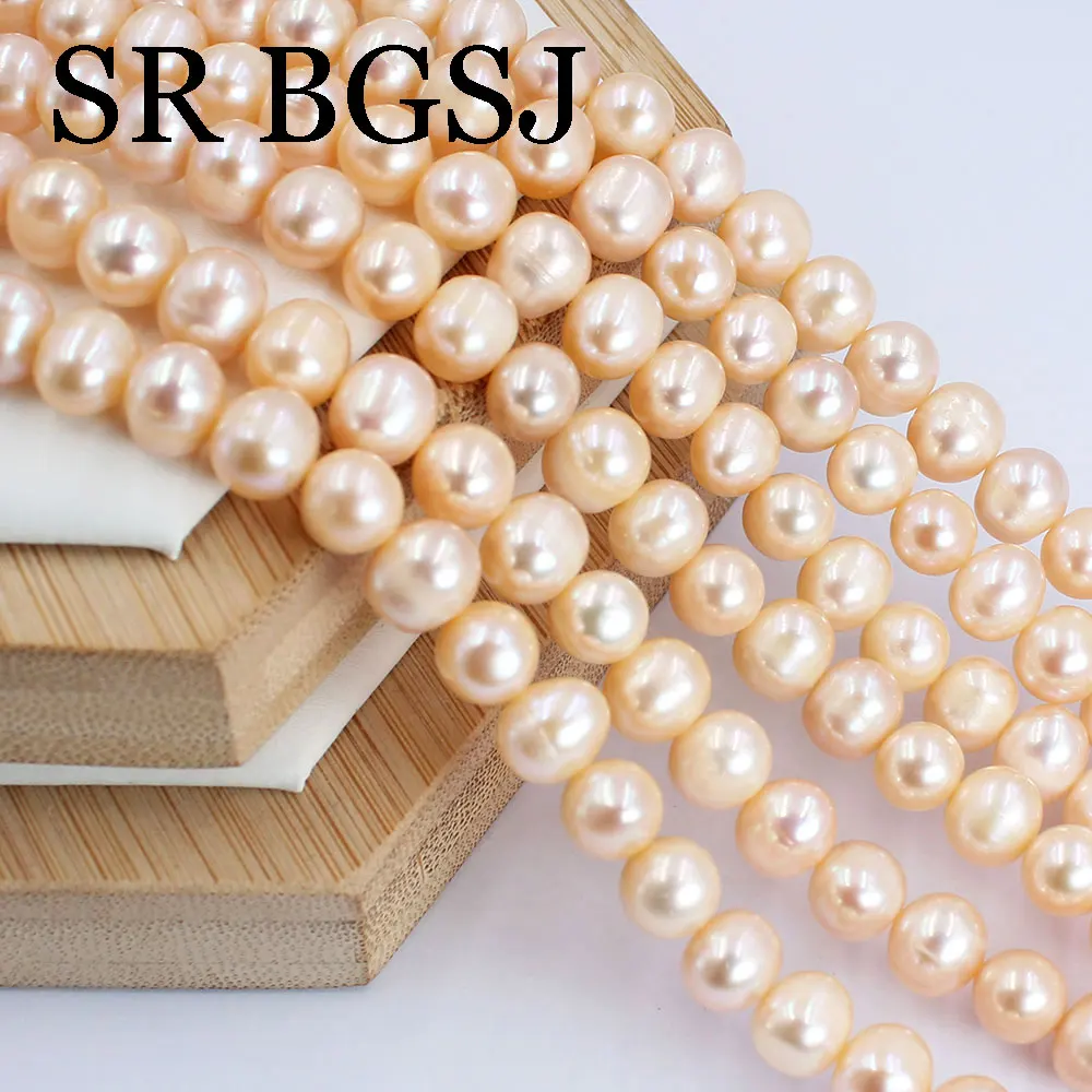 

8-9mm AAA Egg Shape Natural Freshwater Pearl Pink Baroque Bead For Jewelry Making DIY Accessories Charm Gift 14"