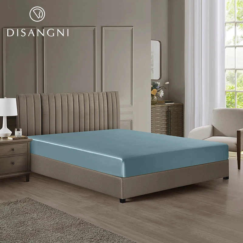 DISANGNI 22 Momme 6A Grade 100% Mulberry Silk Fitted Sheet, Oeko-Tex Certified, 1 Piece Luxury Soft Silk Fitted Sheet, Deep Pock 4