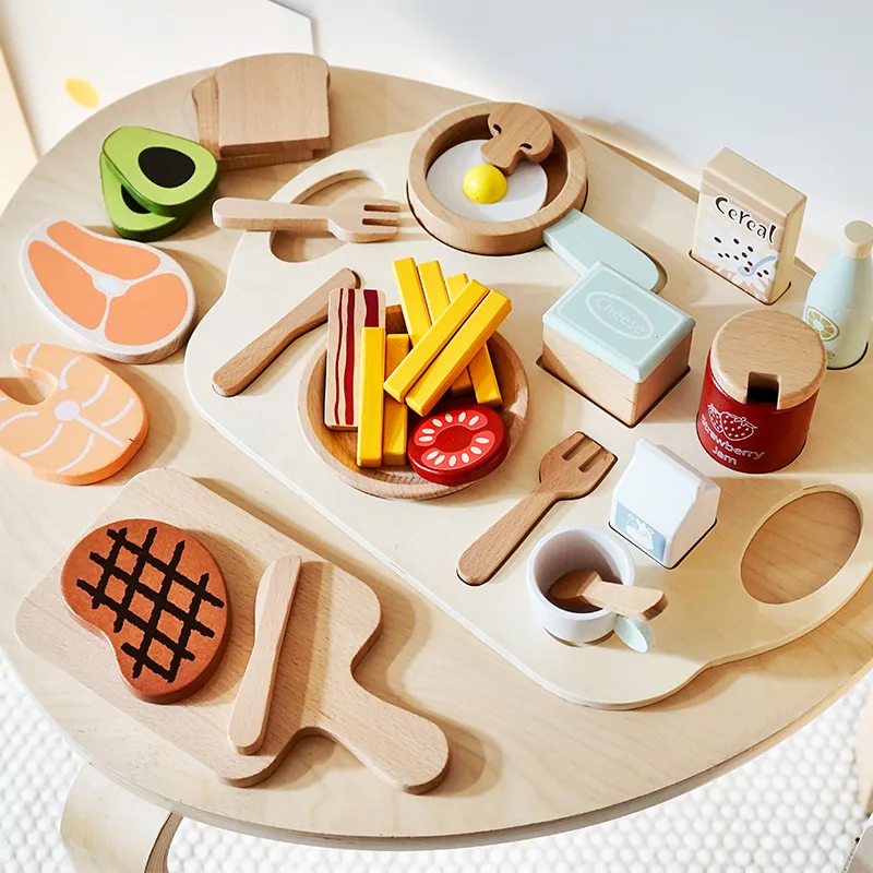 Wooden Food Kitchen Toys Kitchen Accessories Hands on Ability Preschool  Learning Toys for Kids 4 5 6 Waffle Maker 