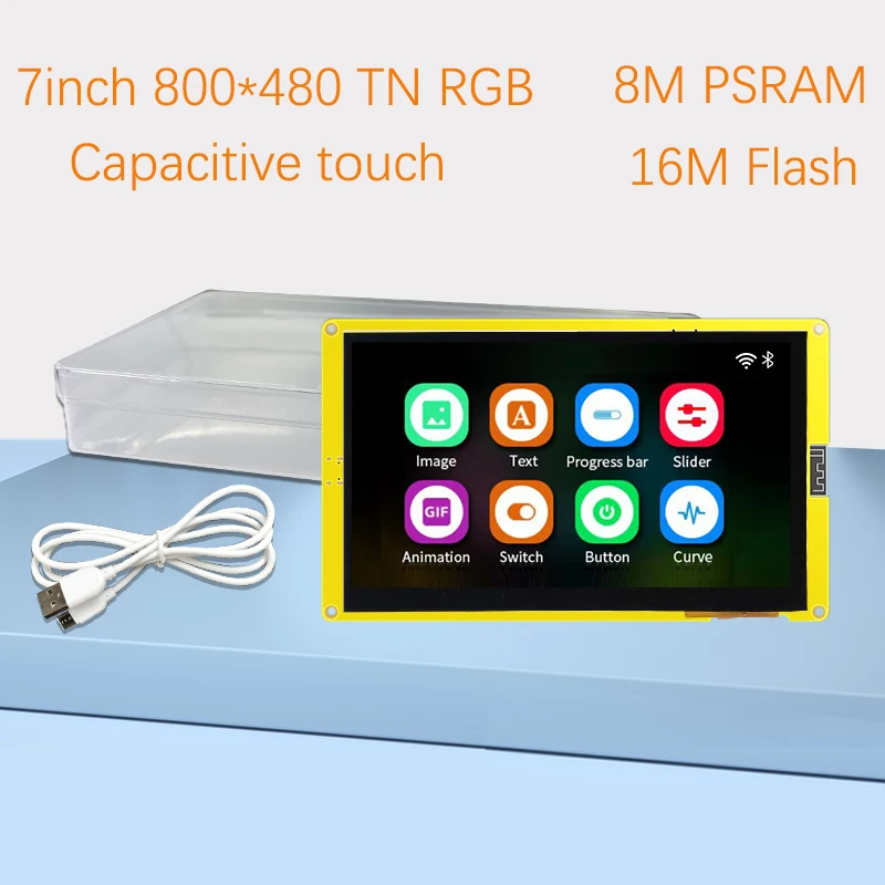 Tela de Exibição Inteligente para Arduino Lvgl Wi-fi Bluetooth Rgb Lcd Módulo Tft Esp32-s3 Hmi 8m Psram Flash 16m 800×480 7