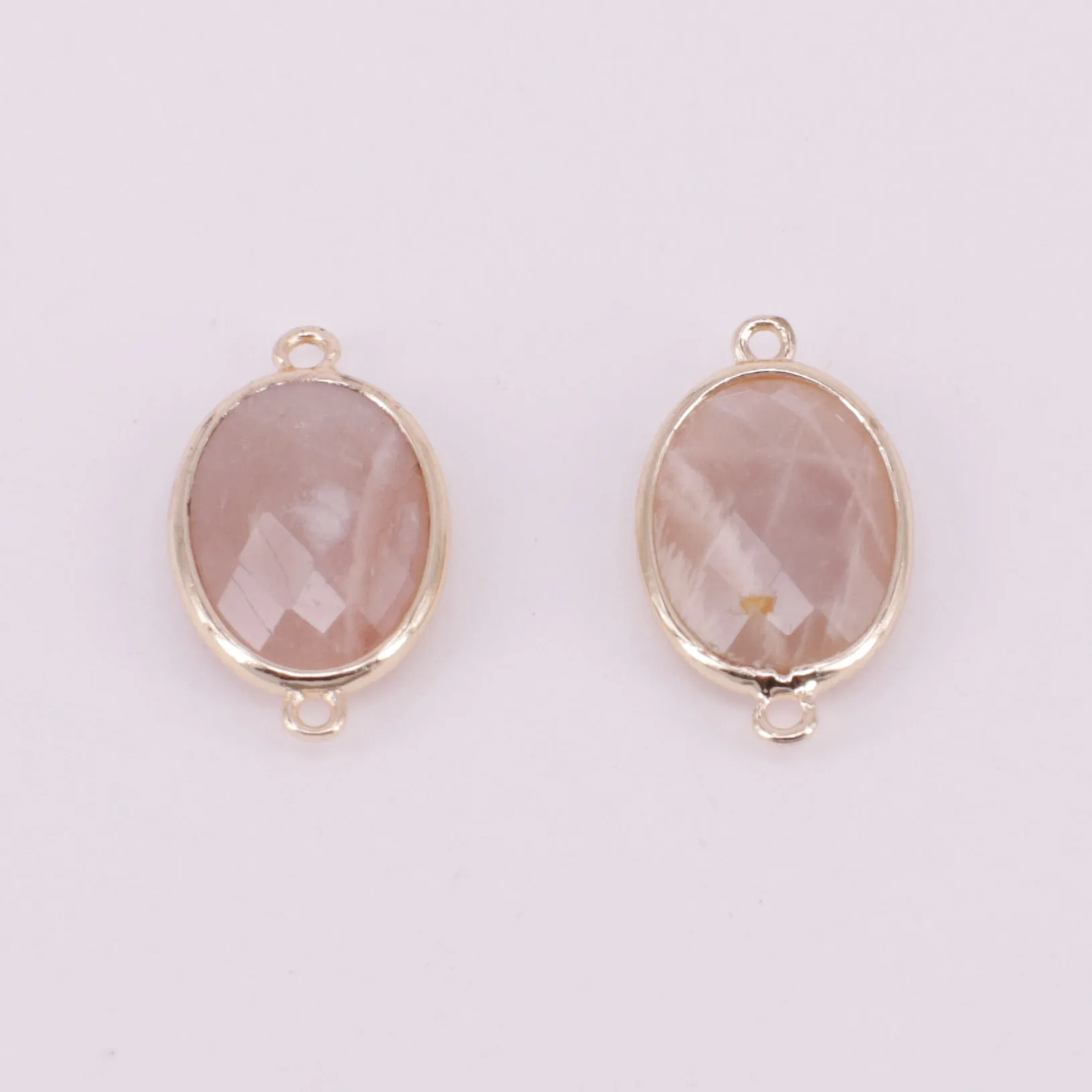 Gains 13x18MM Faceted Gemstone Oval Connector With Gold Plating Edge Jewelry Design Fitting  Accessories Free Shipping