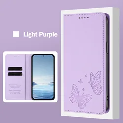Double Butterfly Leather Wallet Case - Stylish Magnetic Flip Cover with Multi - Card Slots and Elegant Design for Oscal Tiger 13 (Light Purple)