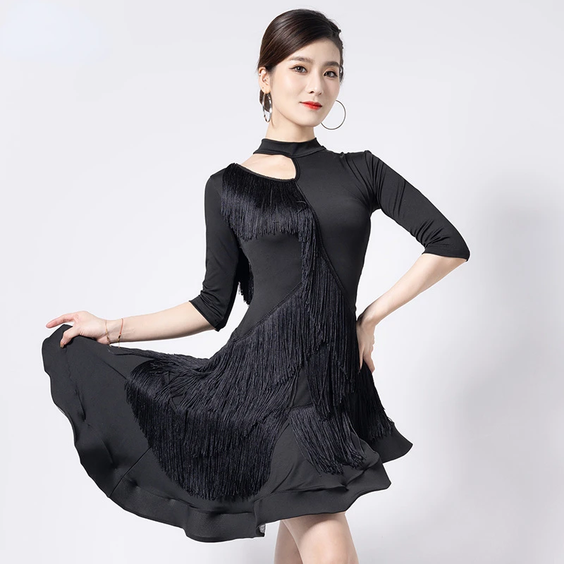 Abito Da Ballo Latino Donna Sexy Nappa Frangia Salsa Allroom Tango Cha Cha Rumba Samba Abiti Latini Rave Outfits Dancewear