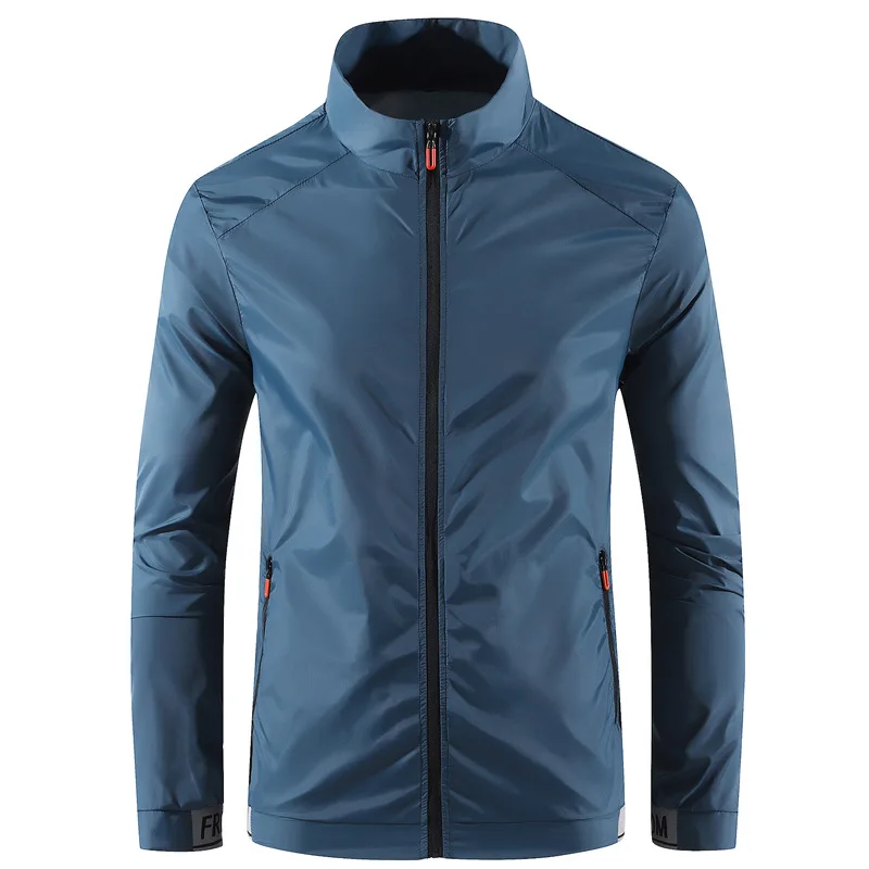 Sommarhudkappa män utomhus solskydd Lättviktsventilerande stativkrage vindjacka män enfärgad M-4XL jacka_voghion.com