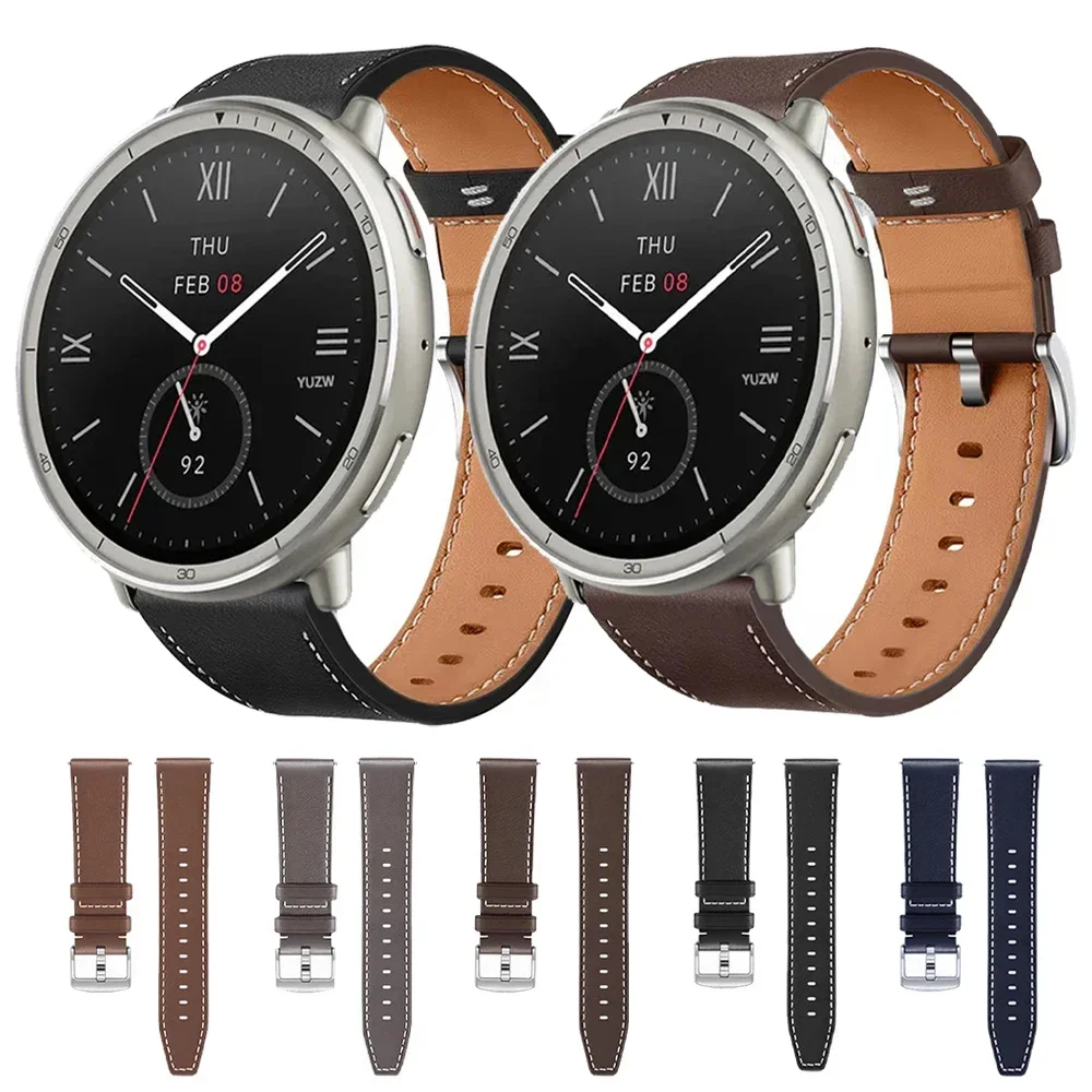 Genuine Leather Watch Strap, 20mm/22mm - Premium Sports Band Replacement