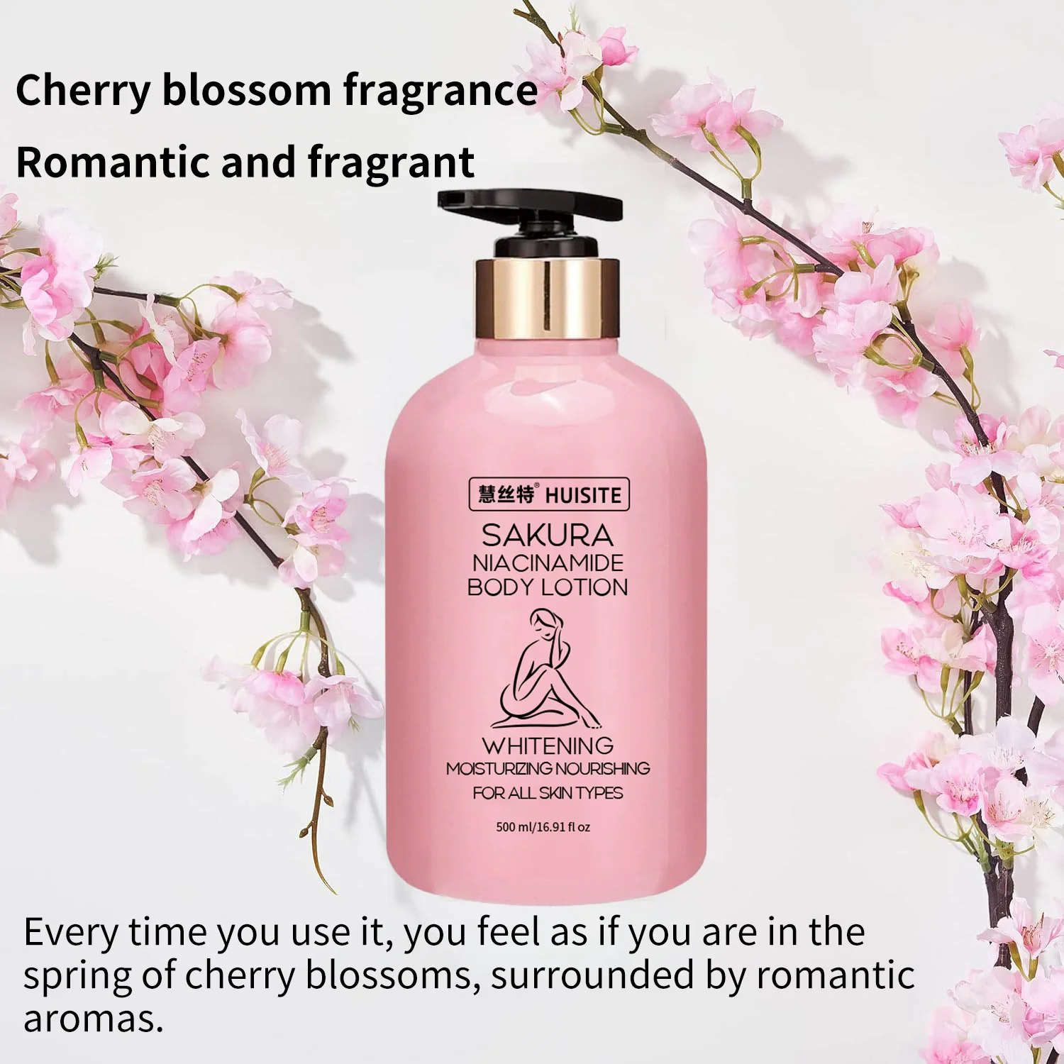 Sakura Body Lotion Hydrating Moisturizing Cream Dry Skin-Free Non-Greasy Body Lotion