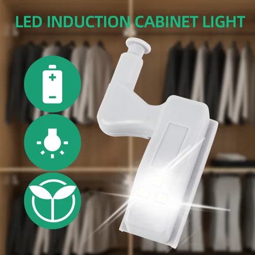 범용 LED 내부 힌지 램프, 캐비닛 아래 조명, 옷장 찬장 센서 조명, 침실 주방 옷장 야간 램프, 10 개, 1 개 2