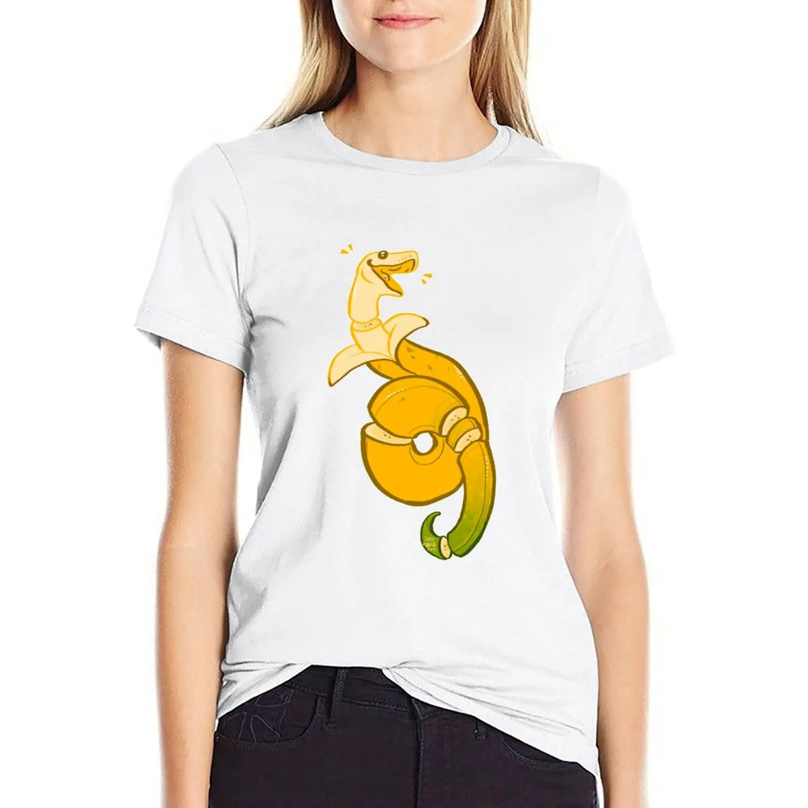 

Banana Snek T-shirt oversized Short sleeve tee plus size tops rock and roll t shirts for Women