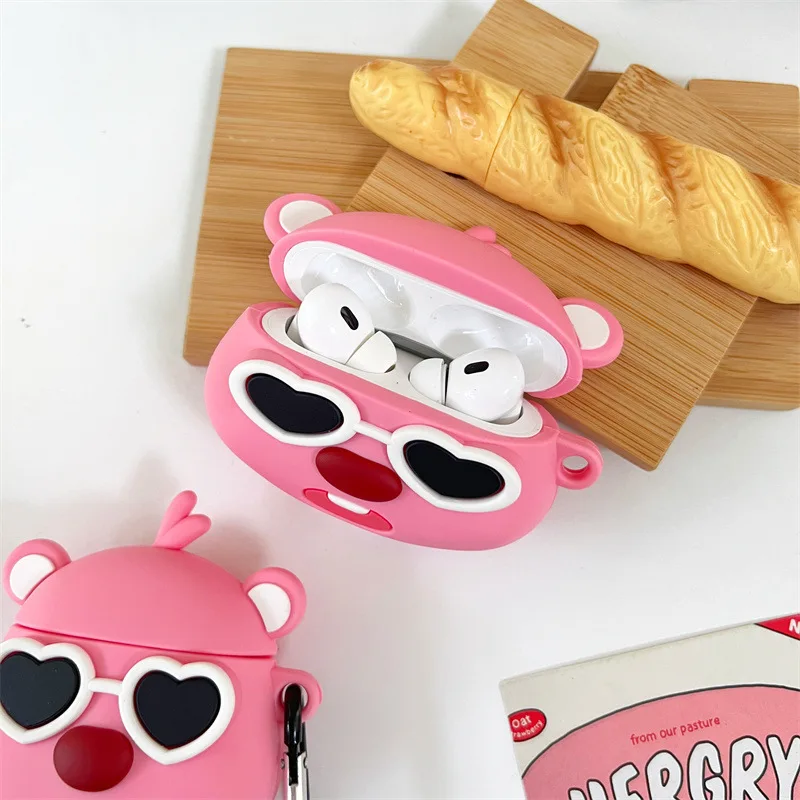 

Cute Sunglasses Beaver Case for AirPods Pro2 Airpod Pro 1 2 3 Bluetooth Earbuds Charging Box Protective Earphone Case Cover