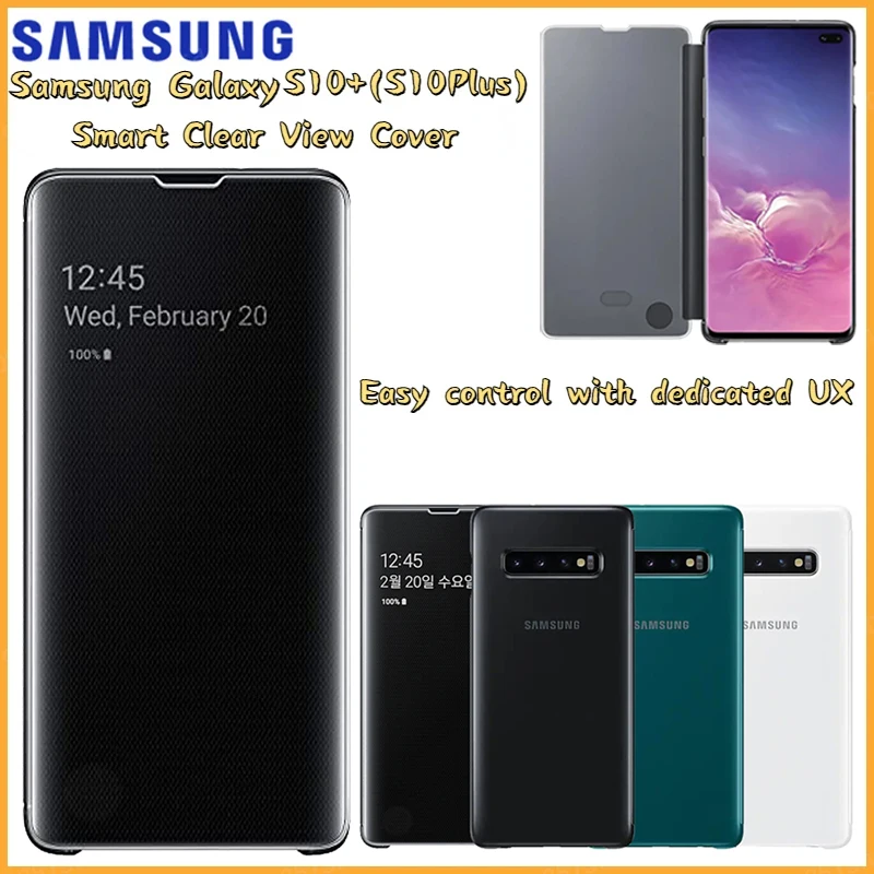 

Original Samsung Clear View Cover For Samsung Galaxy S10+ Galaxy S10Plus Mode (EF-ZG975) Flip Case Mirror Cover