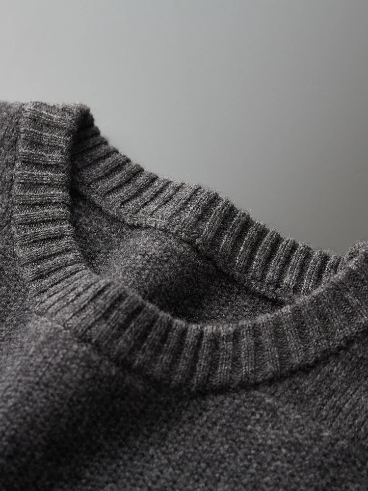 ADDONEE Autumn Winter Men Cashmere Sweater Smart Casual O-neck Pullover Thick Soft Warm Clothing 100% Merino Wool Knitwear Tops 4