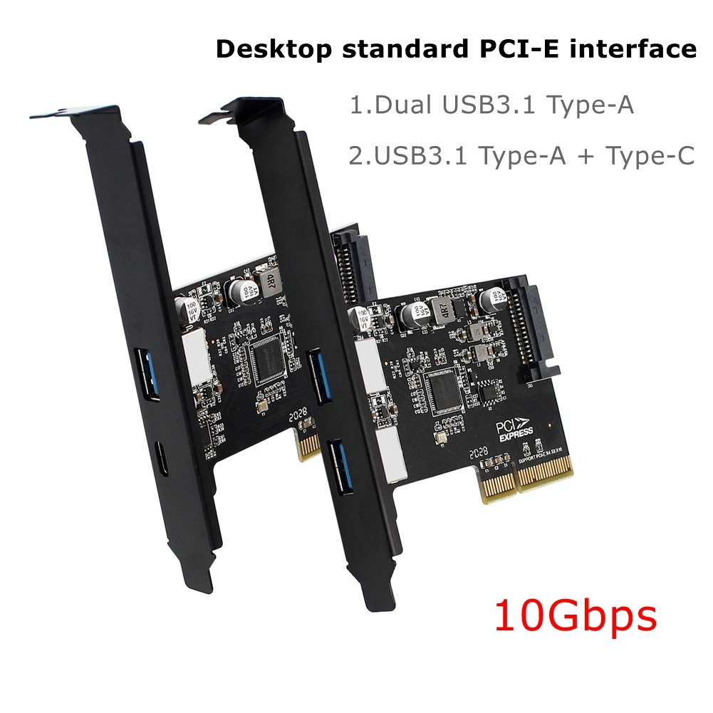 Riser Pci-E Pci Express 4X A Usb 3.1 Gen 2 (10 Gbps) 2 Porte Tipo A C Scheda Di Espansione Asm3142 Connettore A 15 Pin Per Windows/Linux