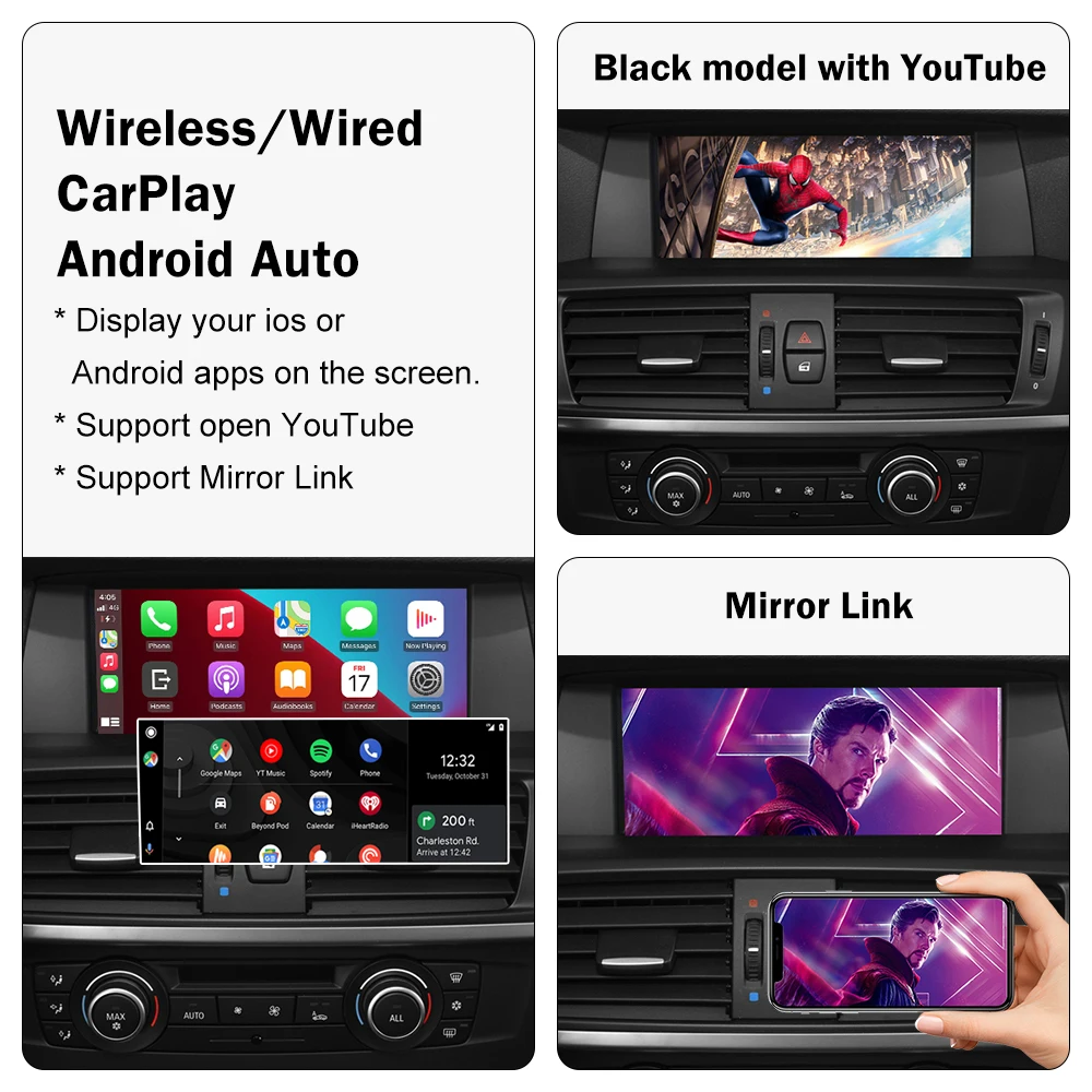 Road Top Wireless CarPlay for BMW X3 F25 G01 X4 F26 CIC,NBT,EVO System 2011-2020, with Android Mirror Link AirPlay Carplay Kits — view 3