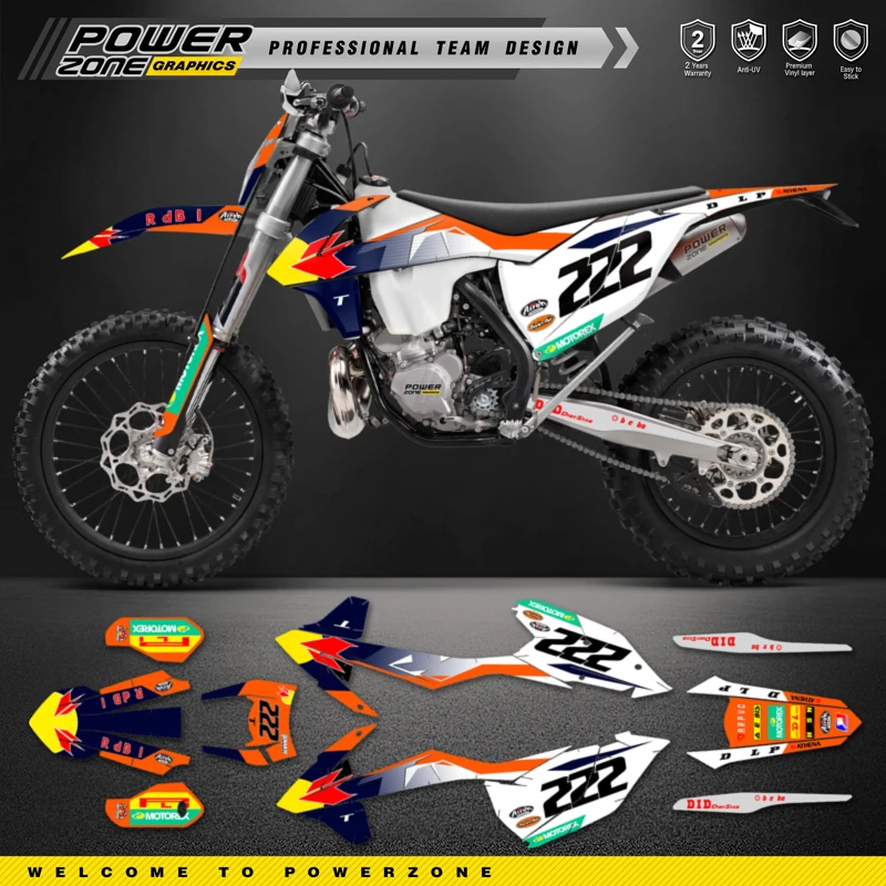 

PowerZone Custom Team Graphics Backgrounds Decals Stickers Kit For KTM SX SXF MX 16-18 EXC XCW Enduro 17-19 125 to 500cc 105