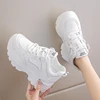 White Platform Women's Sneakers 2024 Spring Lace-Up Thick Bottom Vulcanize Shoes Woman Pu Leather Breathable Sports Shoes Ladies 2